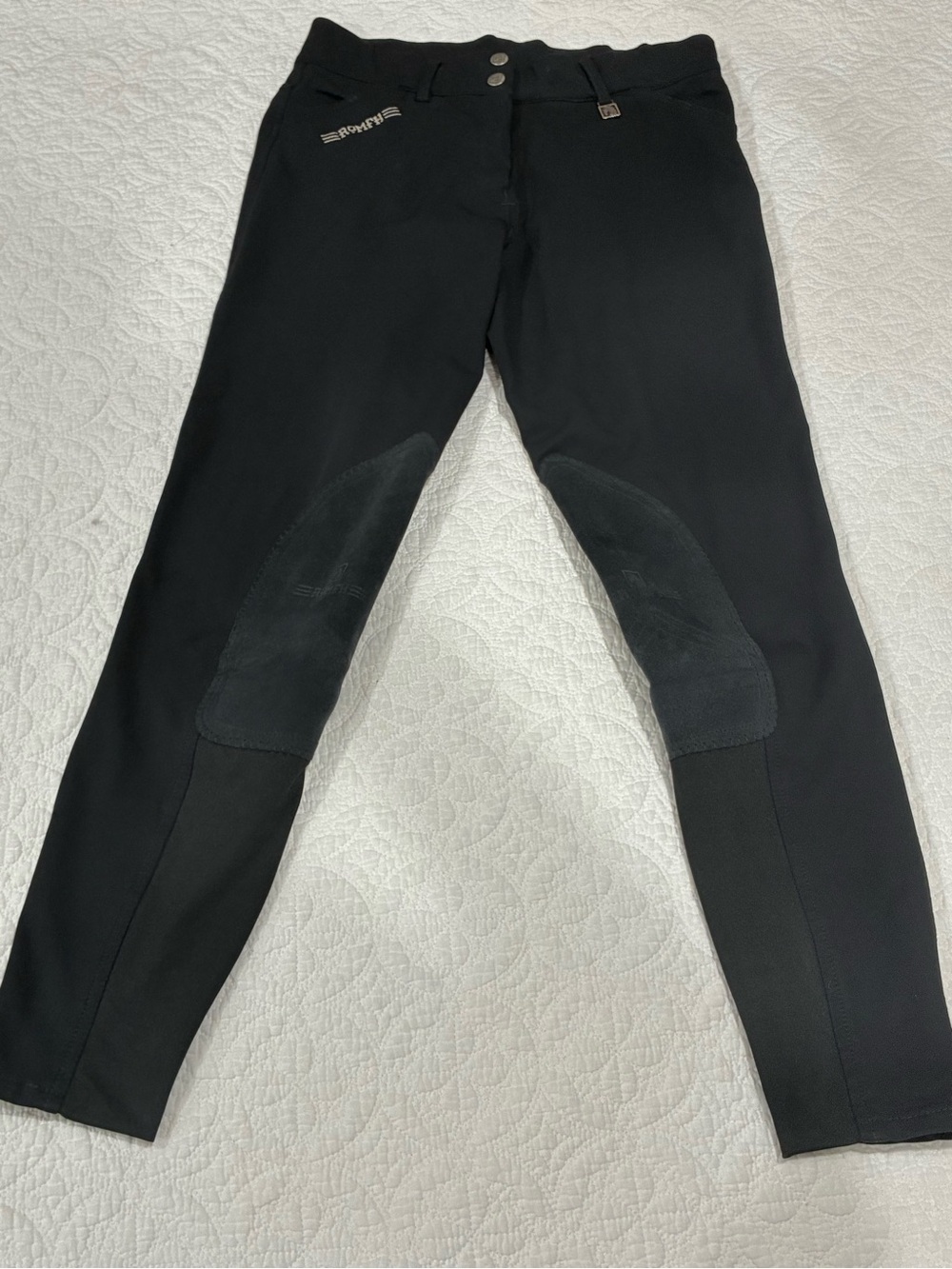 Romfh Equestrian Black Knee Patch Riding Breeches  Tights Women's 26 Regular